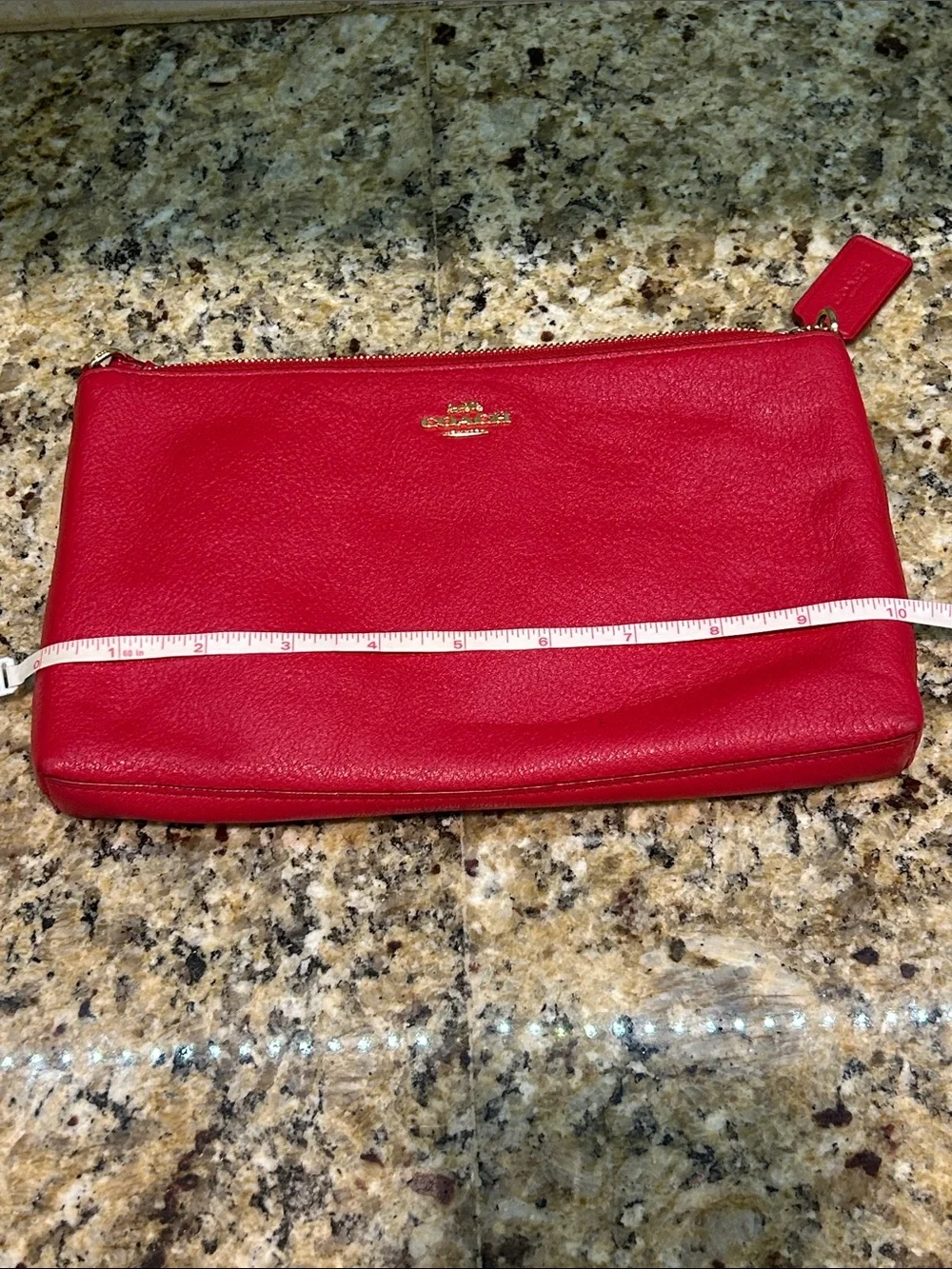 Coach Large Wristlet 25 Refined Pebble Leather- Red